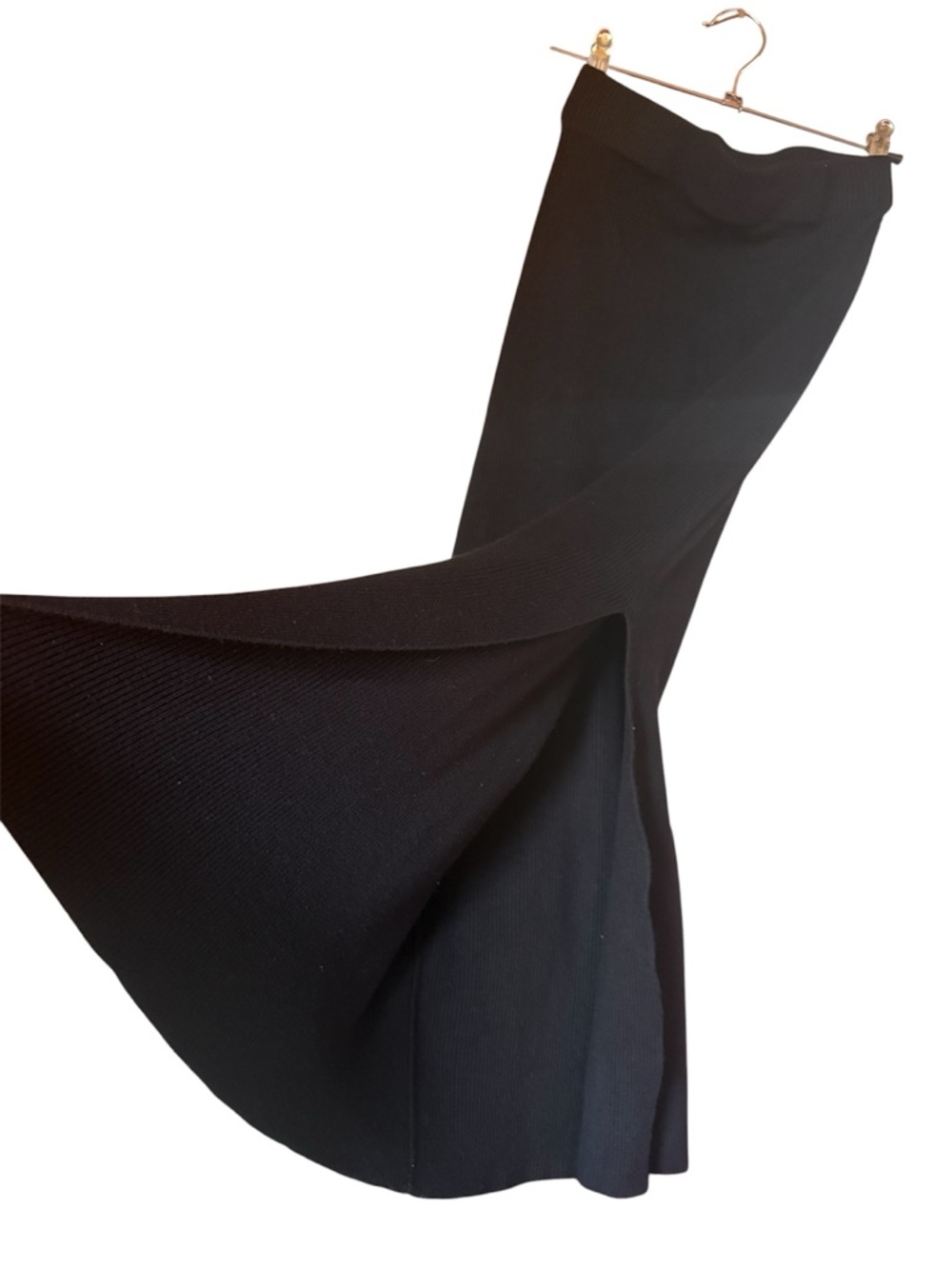 Tart Black Ribbed High waisted Pencil Midi Skirt with Side Slit size xs